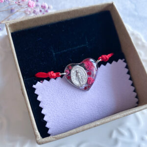 Bransoletka serce z malinową gipsówką