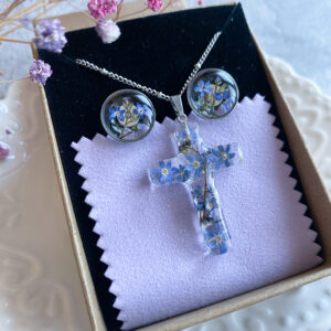 Zestaw z niezapominajkami zawieszka i kolczyki