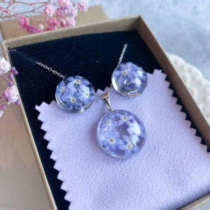 Zestaw z niezapominajkami zawieszka i kolczyki