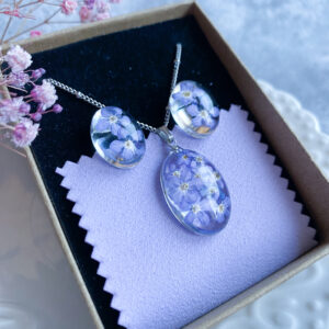 Zestaw z niezapominajkami zawieszka i kolczyki