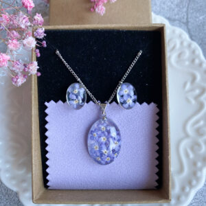 Zestaw z niezapominajkami zawieszka i kolczyki