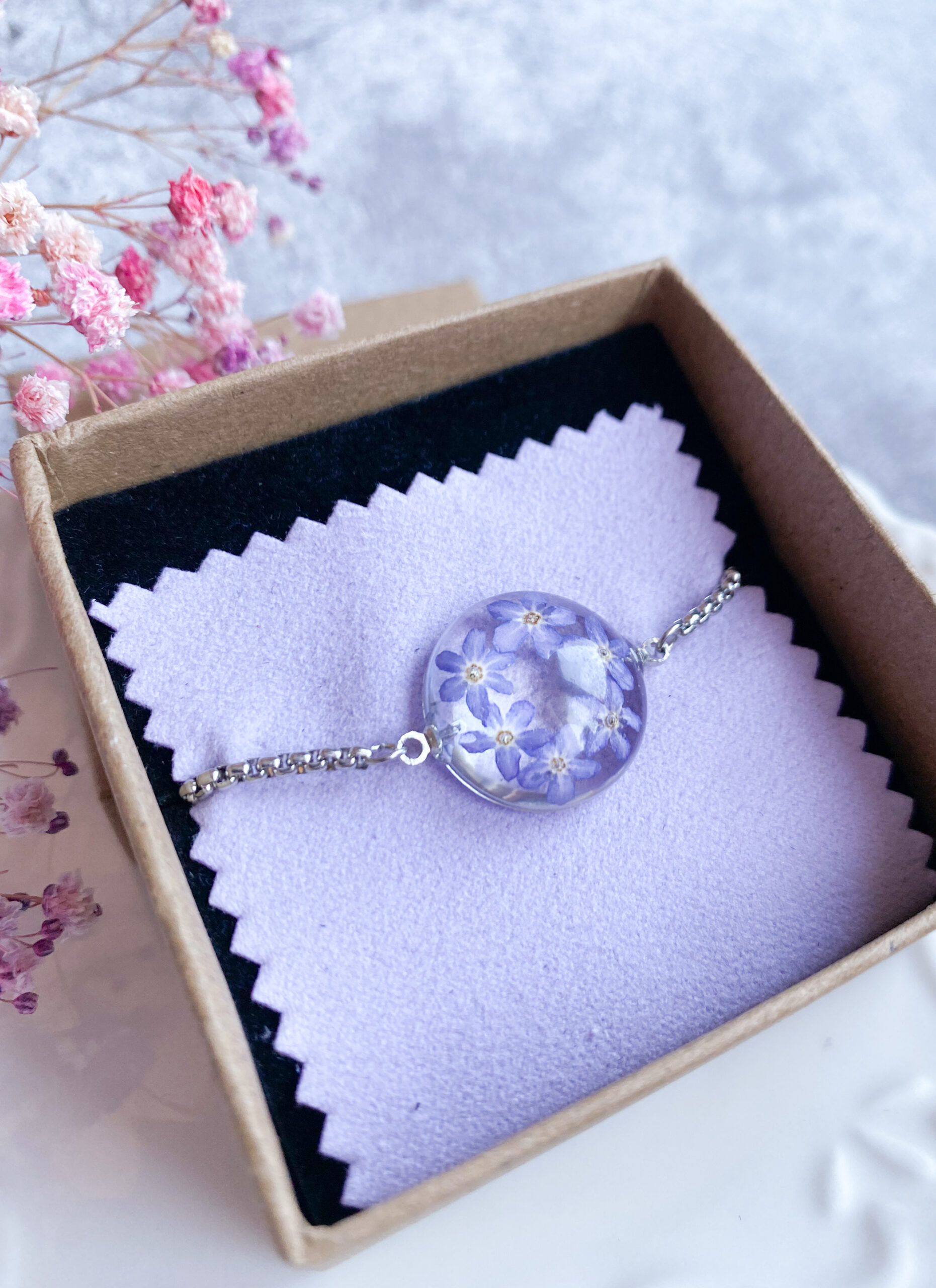 Bransoletka z niezapominajkami - obrazek 5
