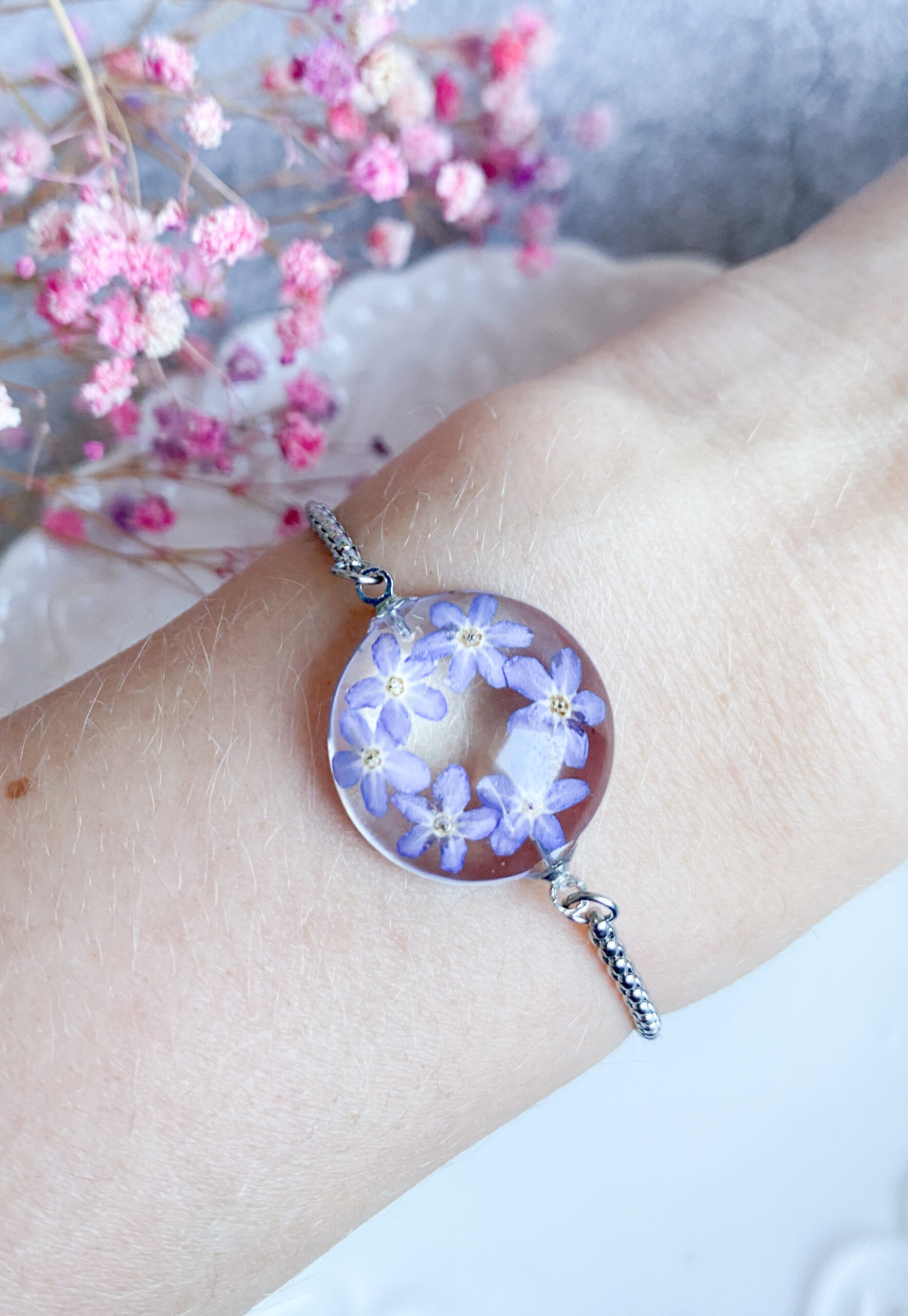 Bransoletka z niezapominajkami - obrazek 3