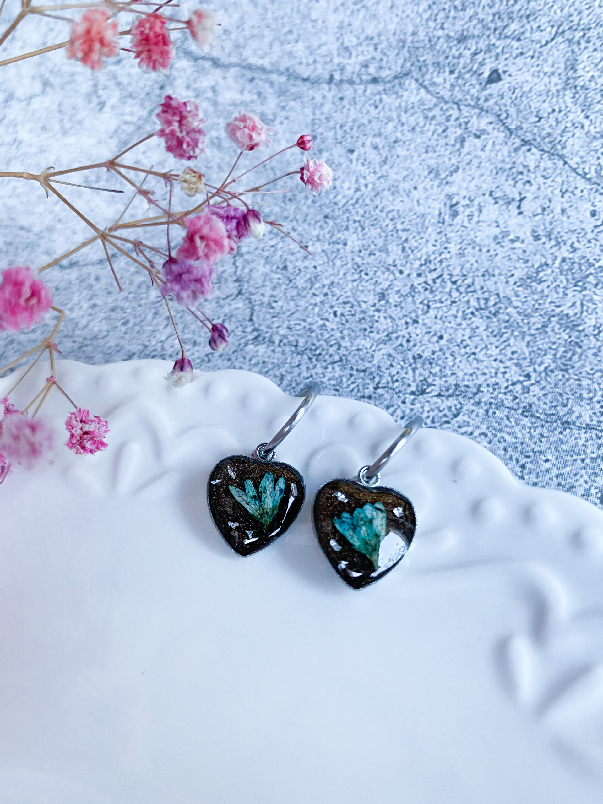 Kolczyki z turkusowym kwiatem - obrazek 5