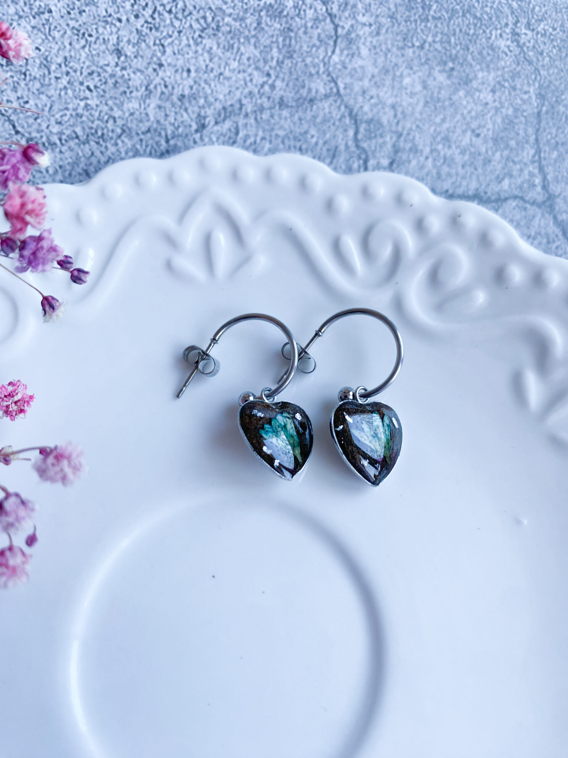 Kolczyki z turkusowym kwiatem - obrazek 3