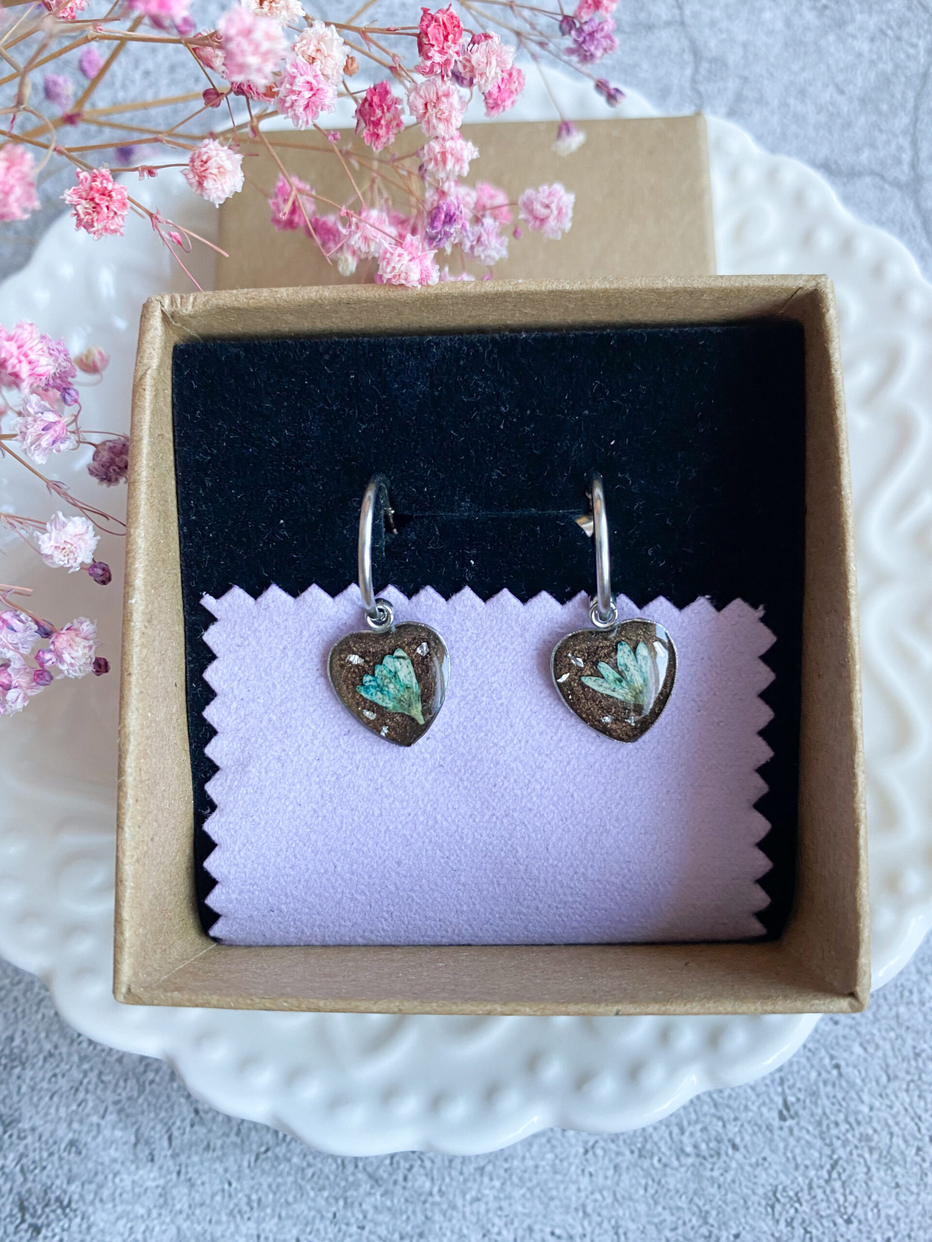 Kolczyki z turkusowym kwiatem - obrazek 2