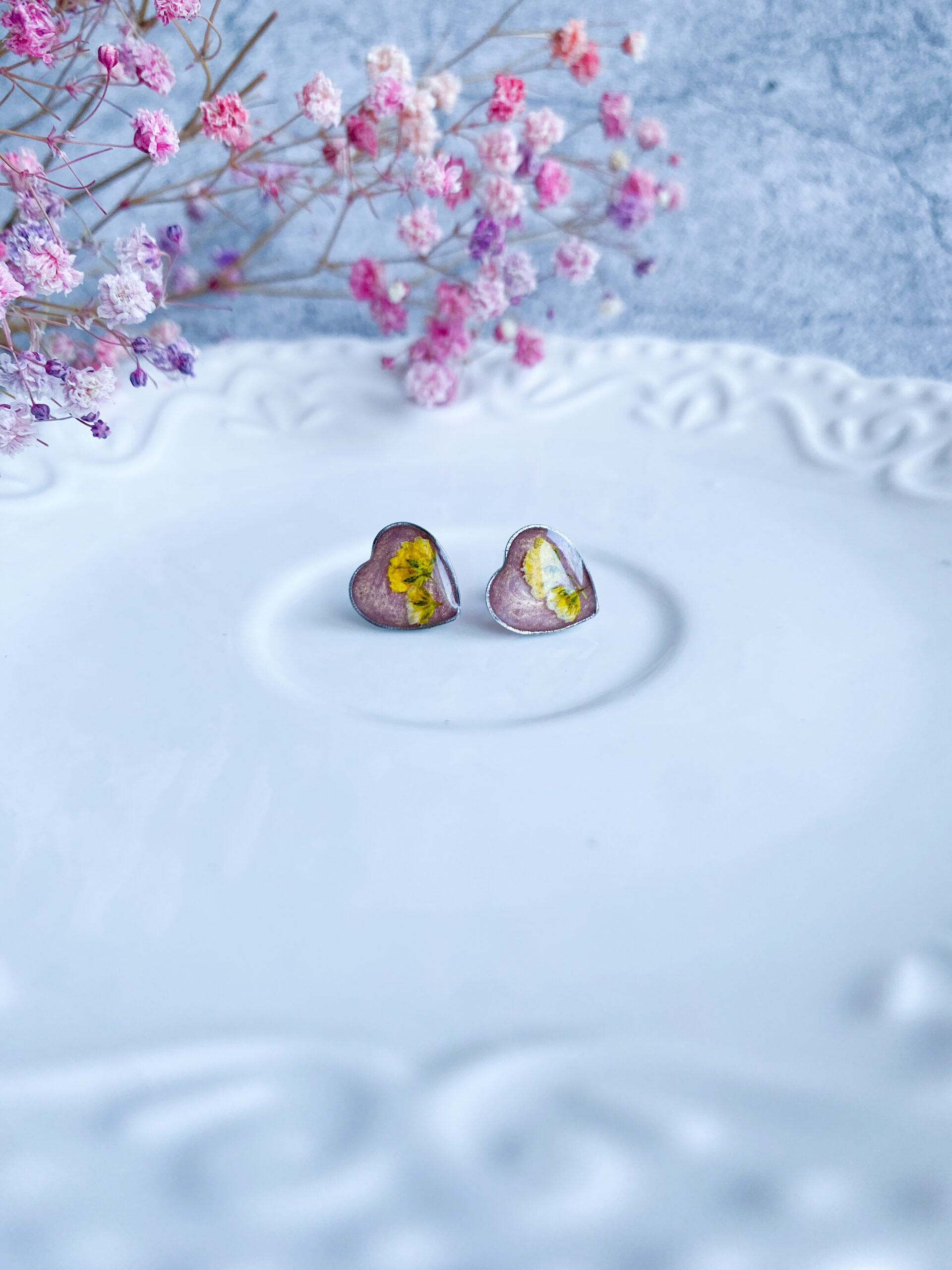 Kolczyki wkrętki z gipsówką - obrazek 3