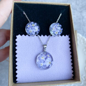 Zestaw z niezapominajkami zawieszka i kolczyki