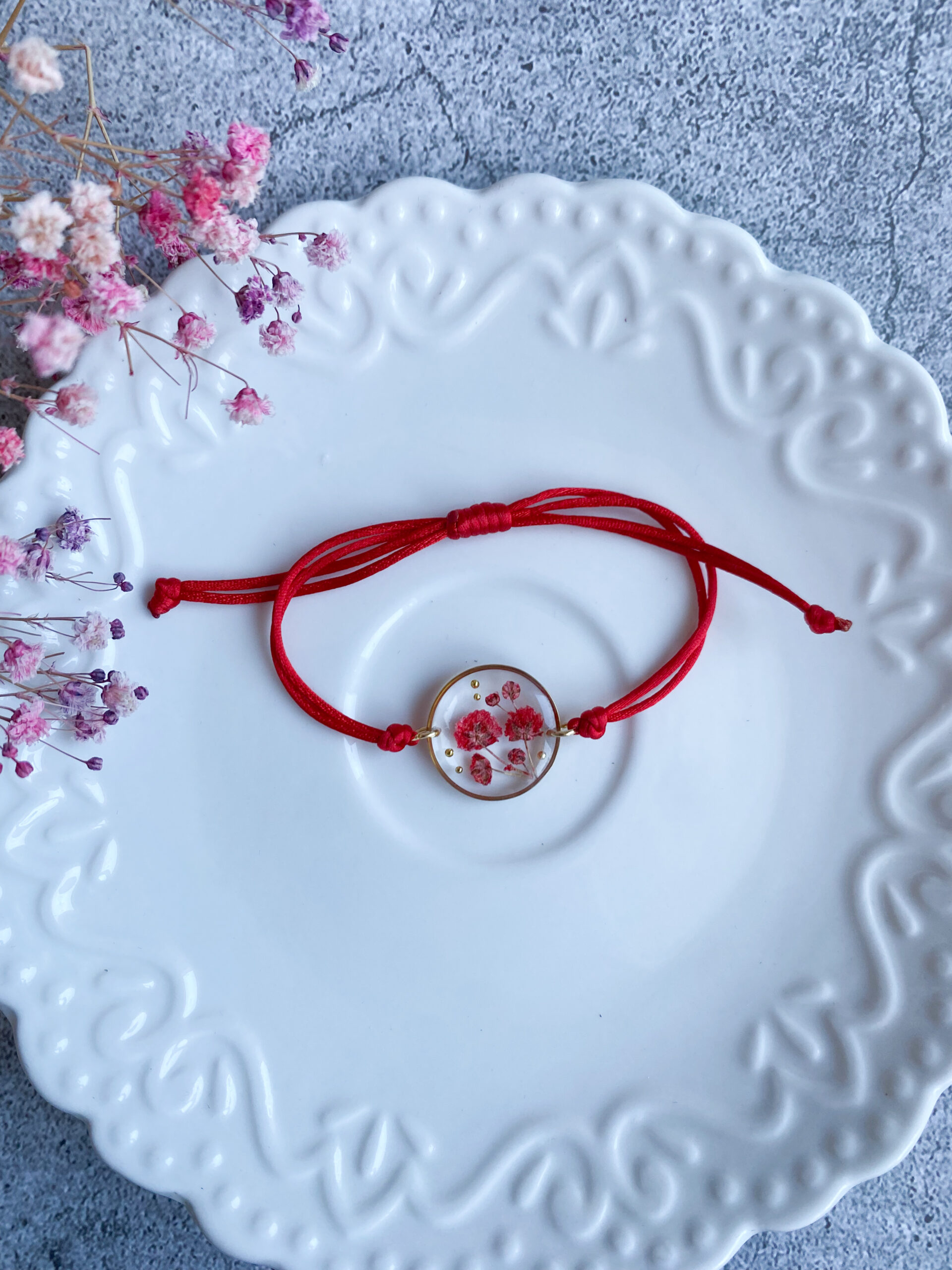 Bransoletka z czerwoną gipsówką - obrazek 8