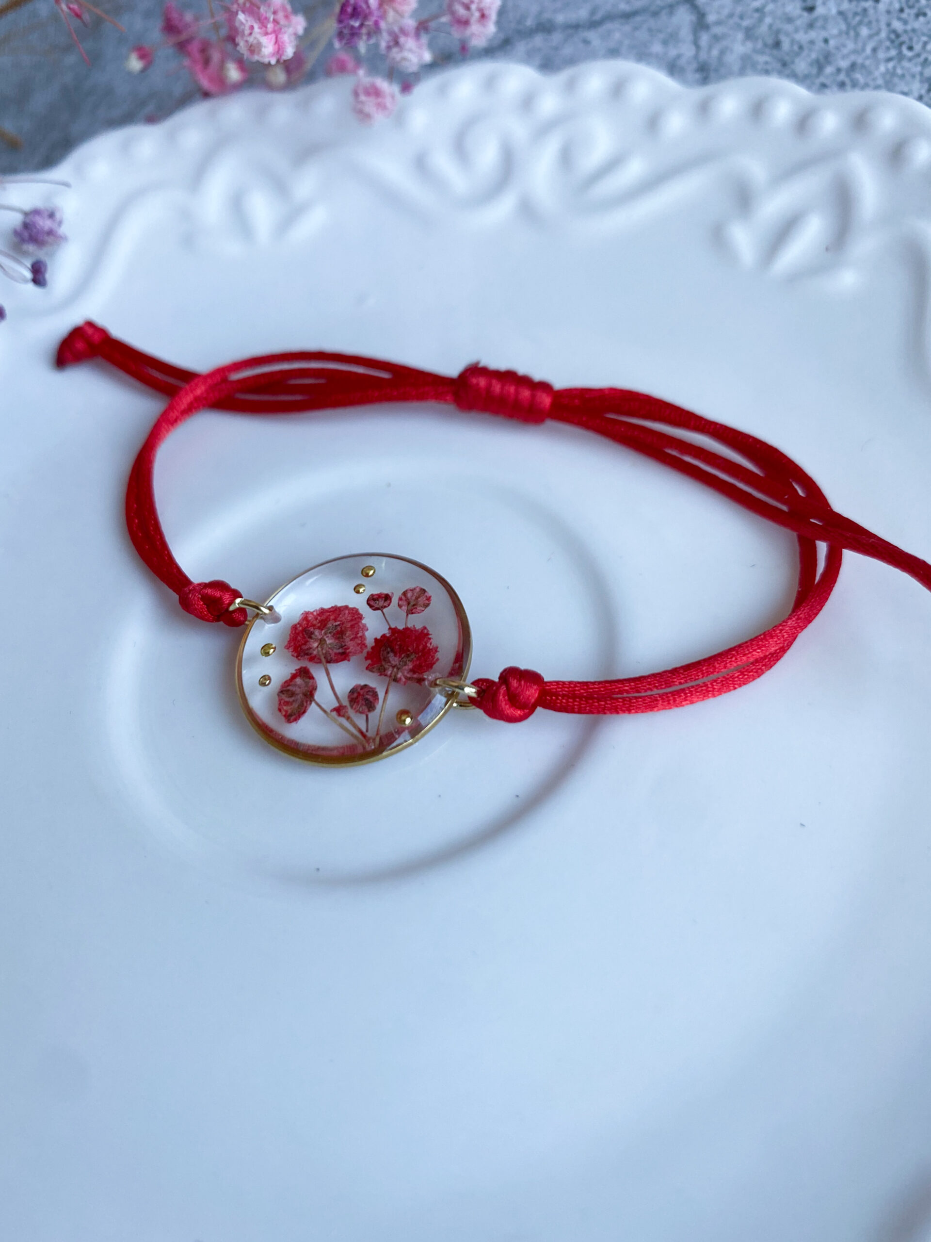 Bransoletka z czerwoną gipsówką - obrazek 7